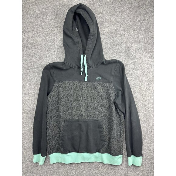 Fox Racing Hoodie Womens Medium Black Green Slim Fit Pullover Kangaroo Pocket - Picture 1 of 6
